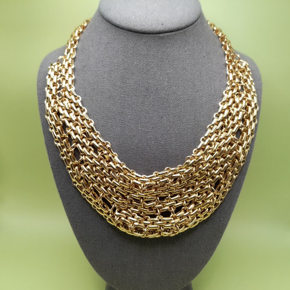 Vintage YOU and I Gold Tone Multi Strand Chain Statement Necklace 21" Collar